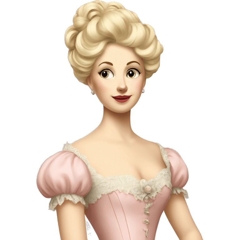 vintage rococo white and blonde woman in a light pink gown  emoji