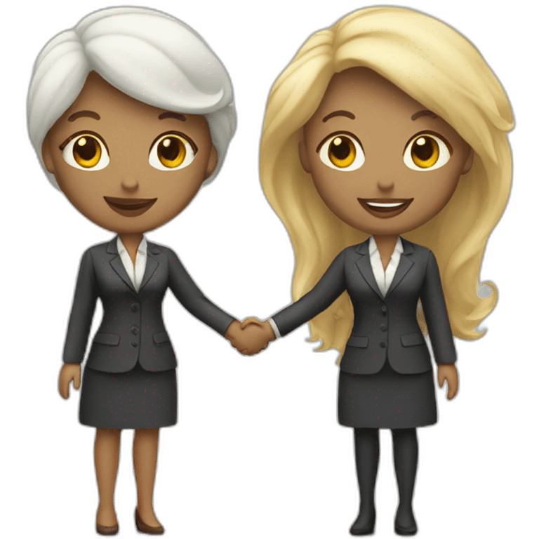 two white business women with different hair colors shaking hands emoji