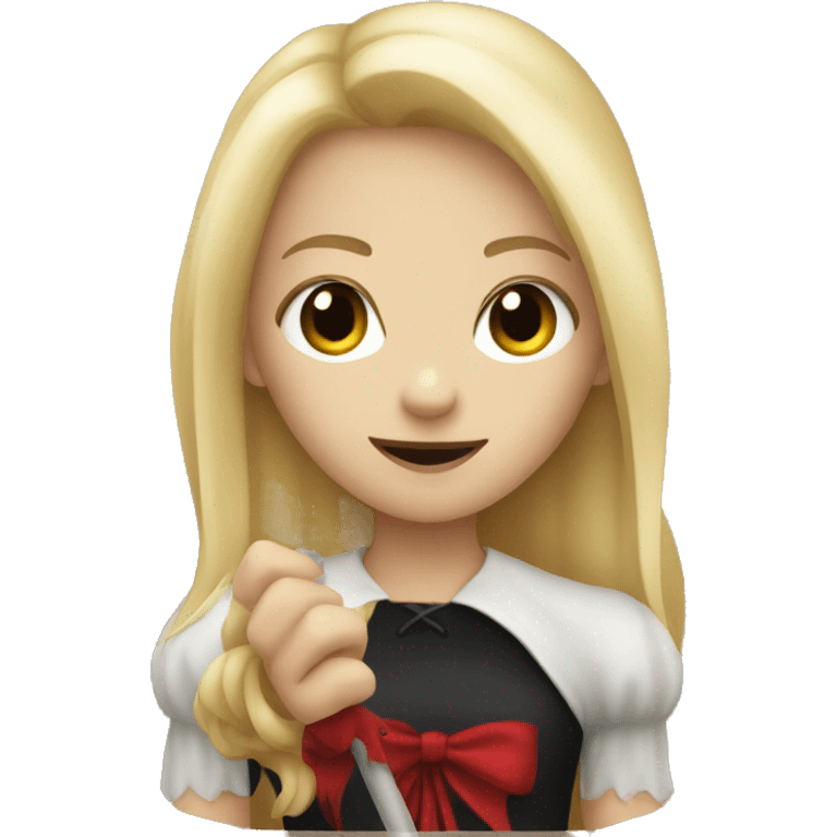 cute blonde girl holding a vampire stake  emoji