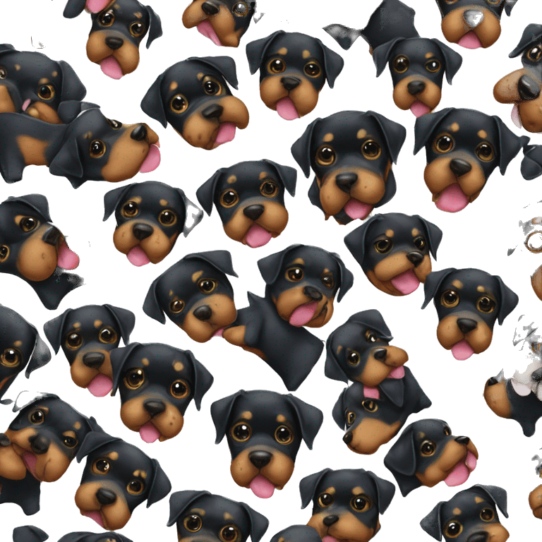 Rottweiler and puppies with a bow on its head  emoji