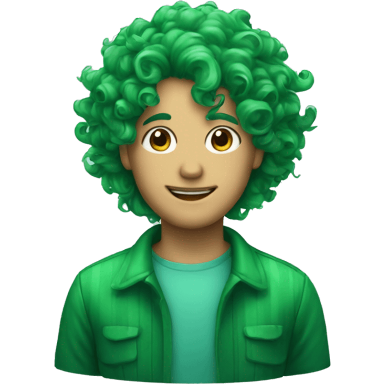 Man dolphin face and green curly hair emoji