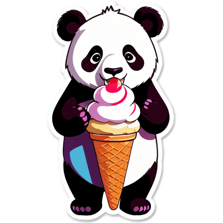 Panda eating ice cream emoji