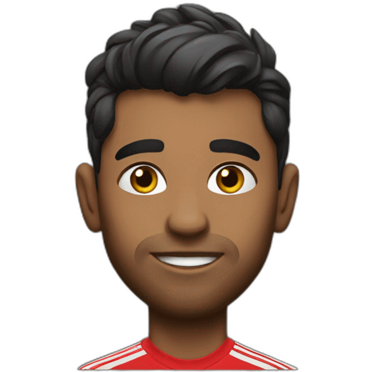 Indian south african with nice hair in Manchester united shirt emoji