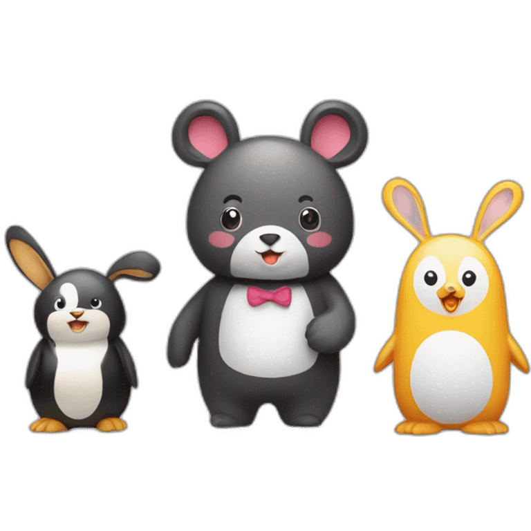 Bear in first place, penguin in second place and bunny in third place emoji