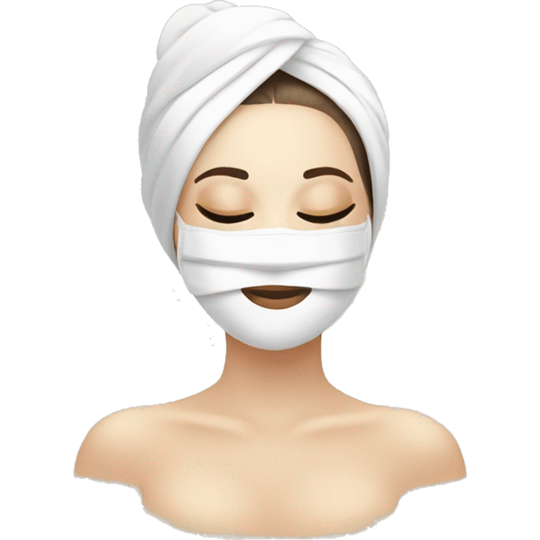 Lady with face mask spa beauty full face relaxing emoji