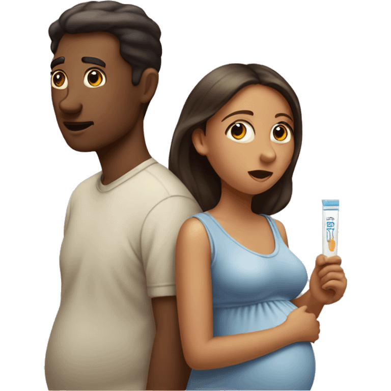 couple looking at pregnancy test emoji