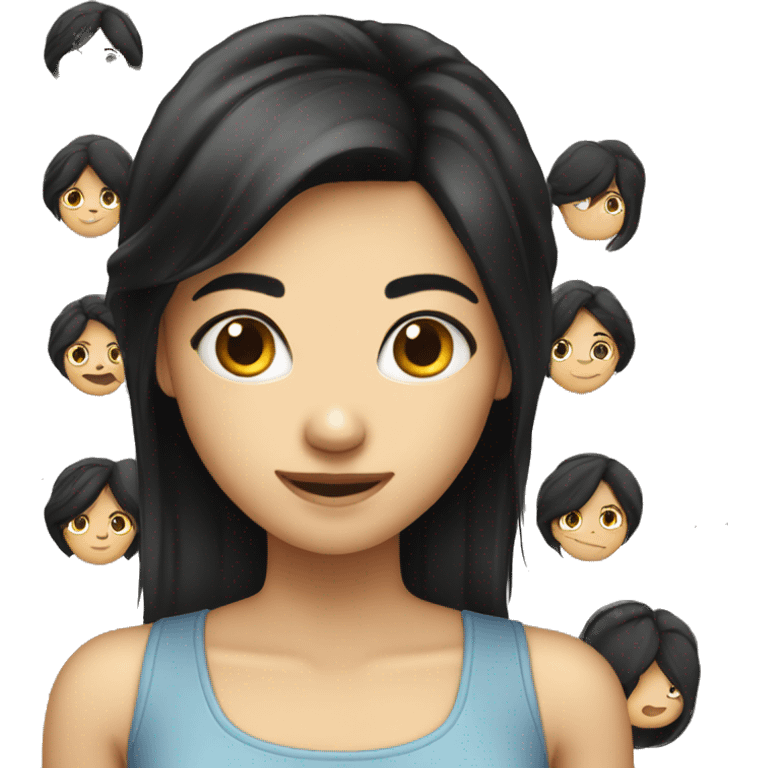 smiling girl with black hair iPhone emoji style  emoji