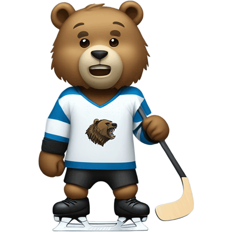 Bear playing hockey emoji