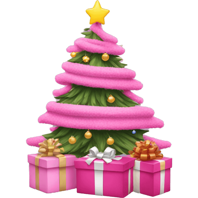 pink christmas tree with presents  emoji