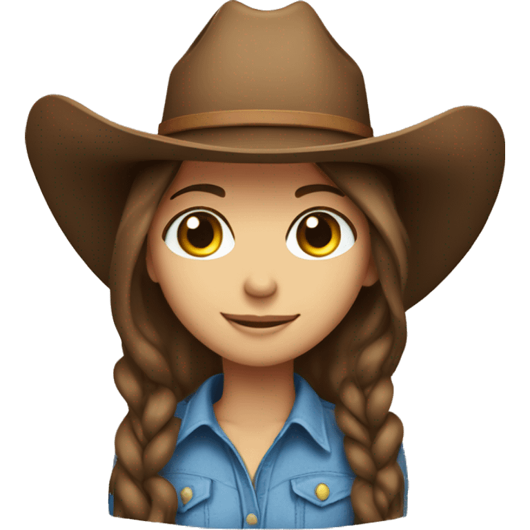 Brown haired blue eyed girl in a cowboy hat emoji