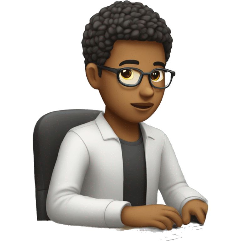 Young developer with fade haircut typing on computer emoji