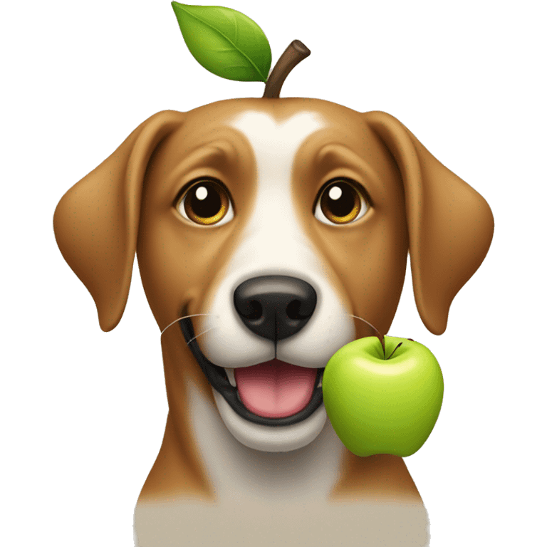 dog with apple in its mouth emoji