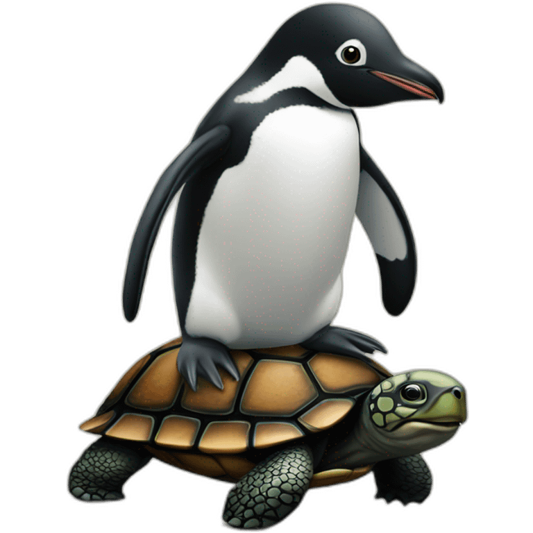 A puinguin  on a turtle emoji