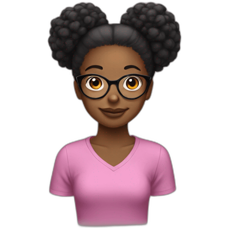 girl with 2 afro puffs and glasses emoji