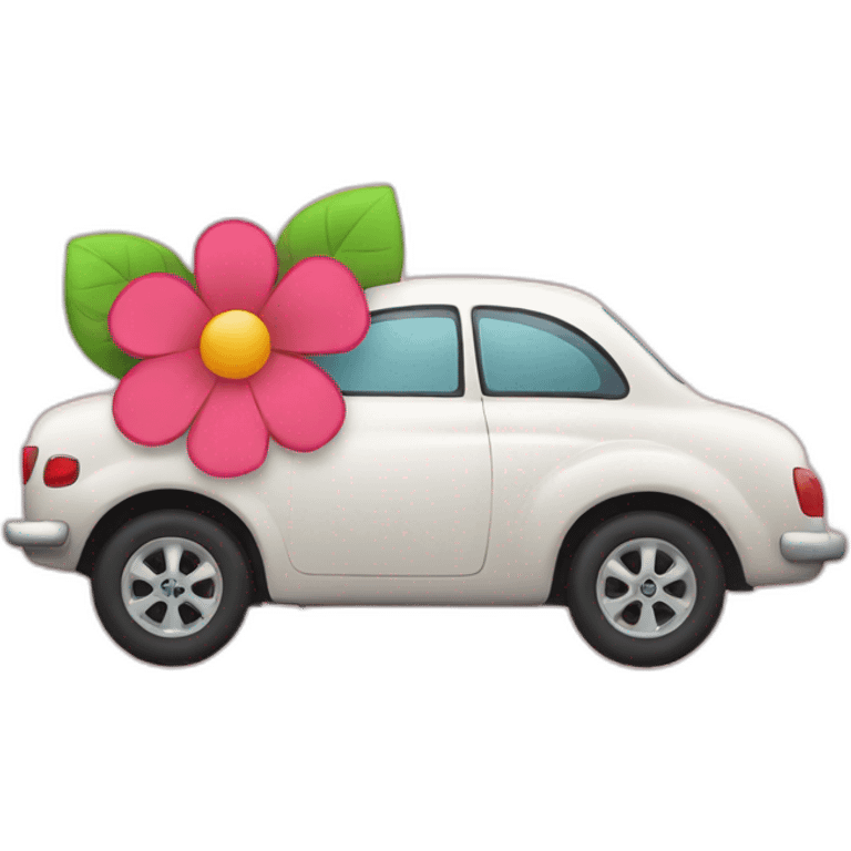 Car with a flower emoji