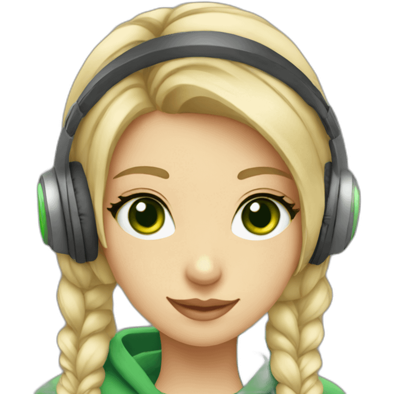 Anastasiia with green eyes with headphones emoji