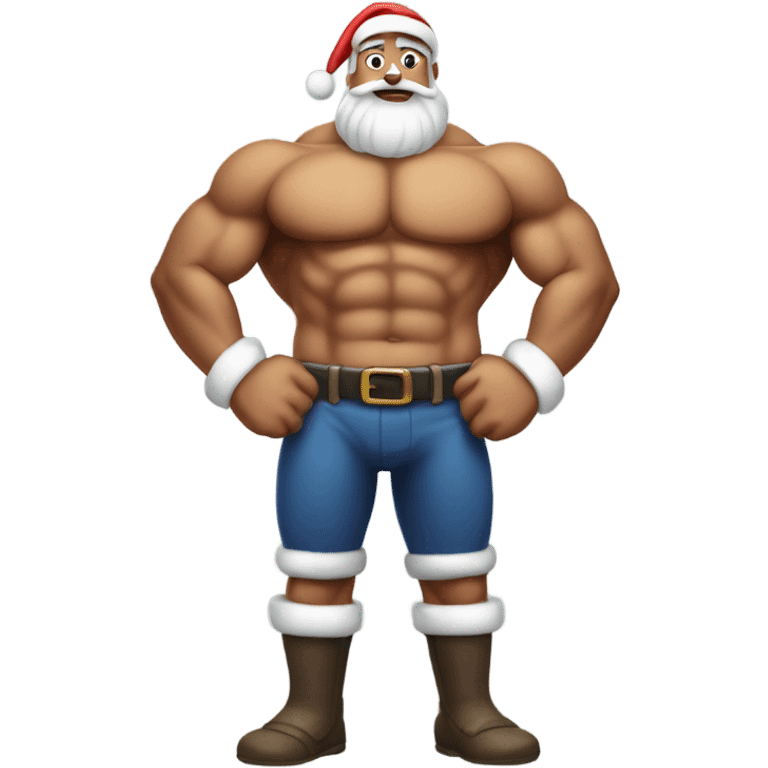 Santa with muscles and six pack full body  emoji