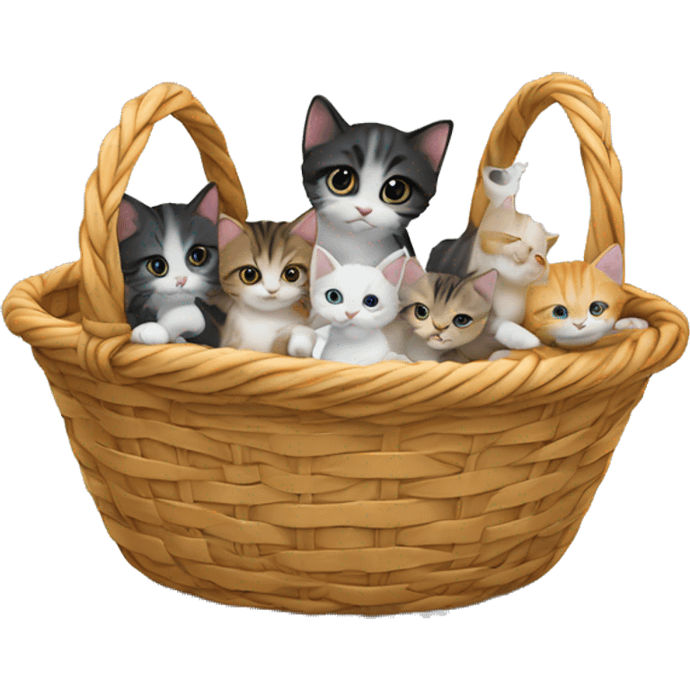 Basket of kittens add a star overhead ￼ emoji