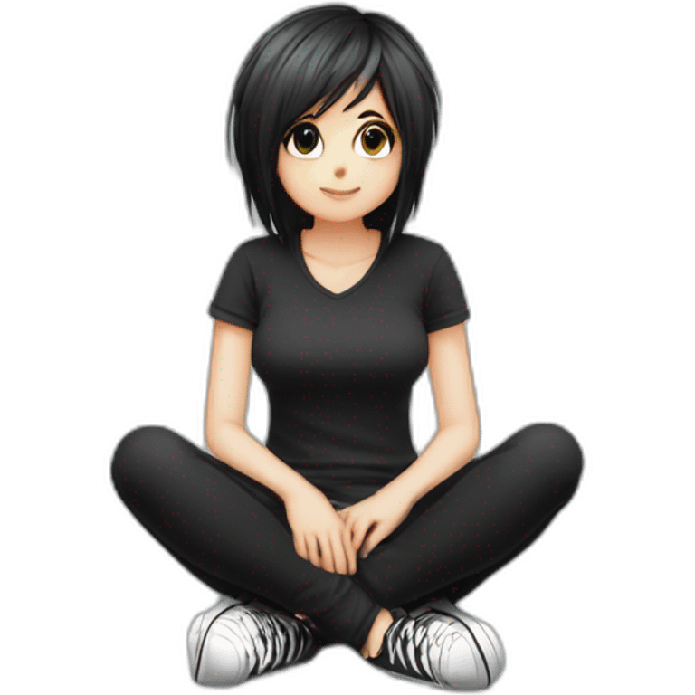 Full body curvy emo girl sits on the floor черная юбка белые трусики emoji