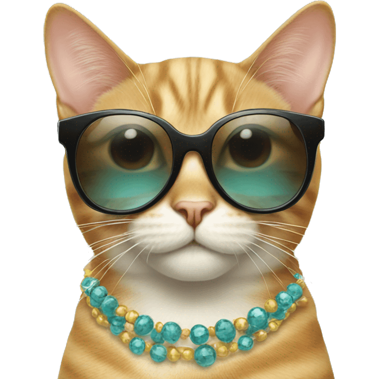 birthday cat with cool earrings and sunglasses emoji