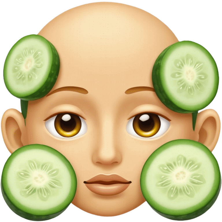 Create a professional Apple Emoji style image of [лицо с огурцами на глазах отдыхающее]. The image should look exactly like an official Apple Emoji that could appear on an iPhone. emoji