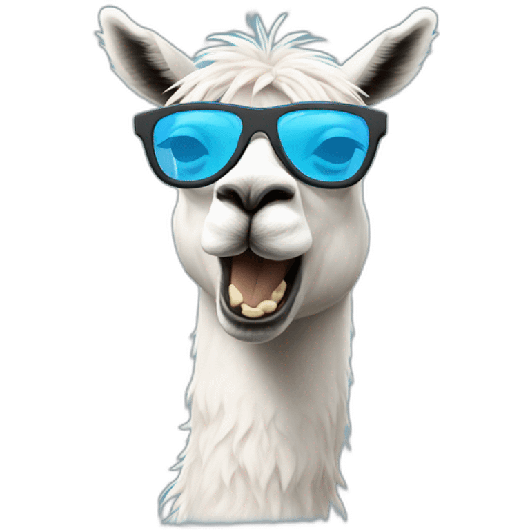 Spitting llama with blue glasses emoji