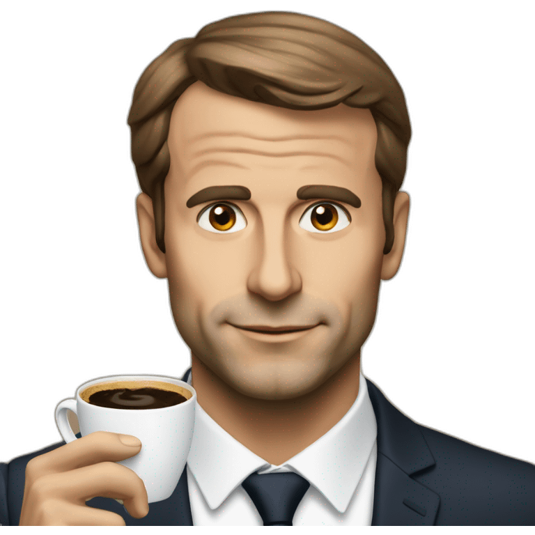 macron avec un café emoji