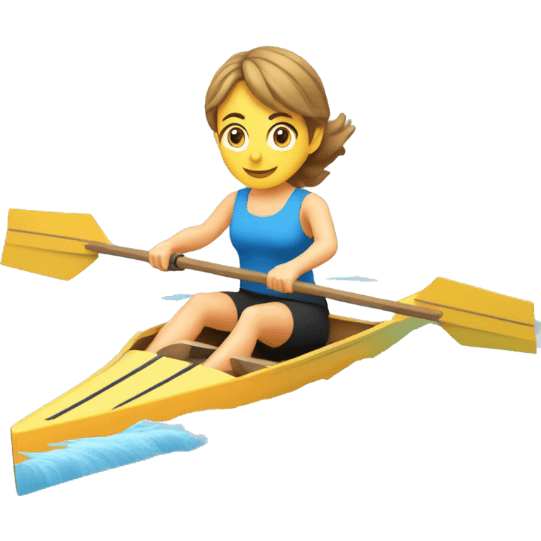 Girl rowing in a swift rowing boat with concept 2 blades emoji