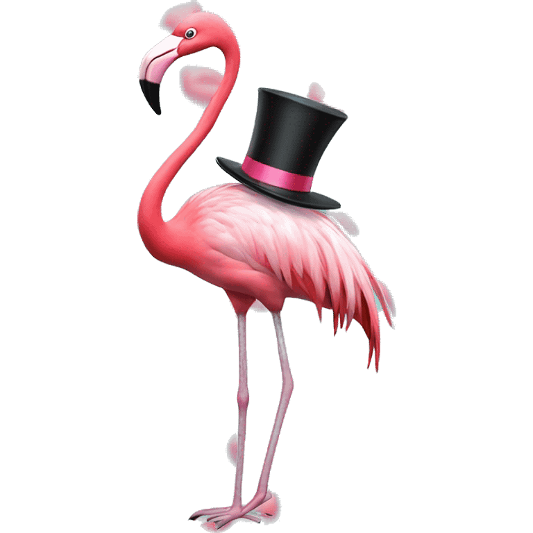 flamingo with tail shoes and top hat emoji