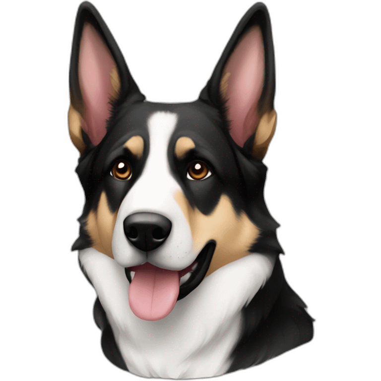 black and white german shepherd pointy ears emoji