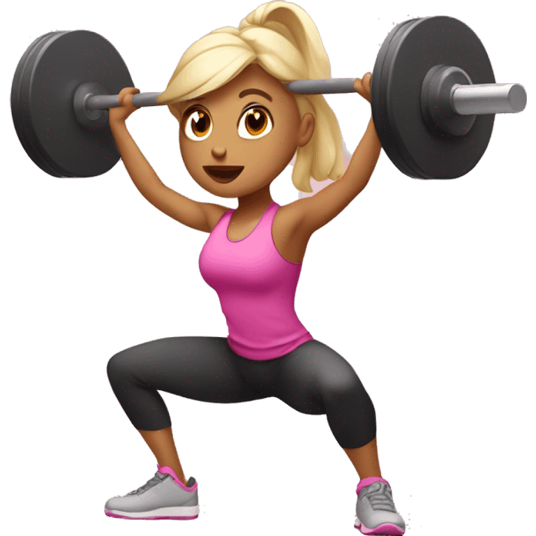 Pink heat  girl doing squats with barbell emoji