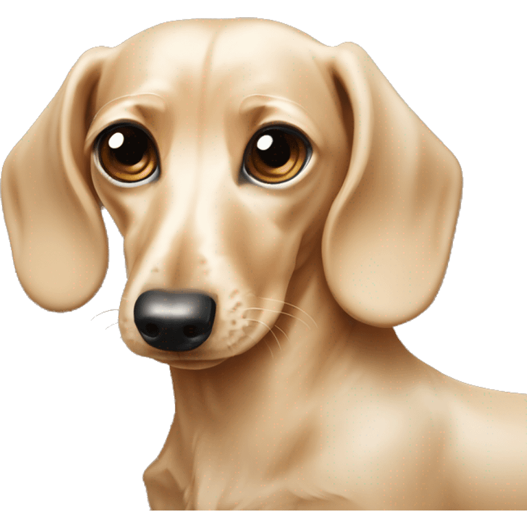 Cream colored dachshund that had one blue eye and the other eye brown  emoji