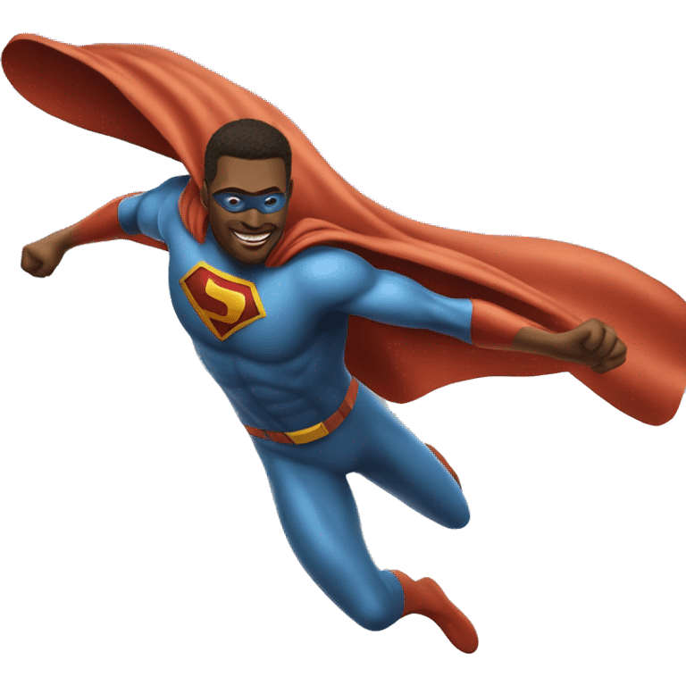 outdoor portrait of a man flying through the air superhero emoji