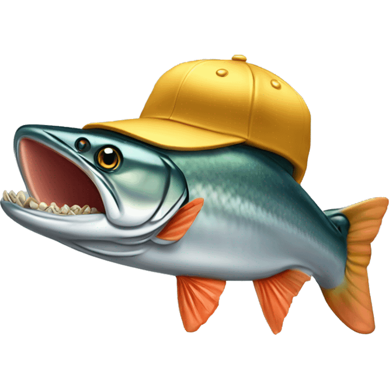 Chinook Salmon wearing gold chain and backwards baseball cap emoji