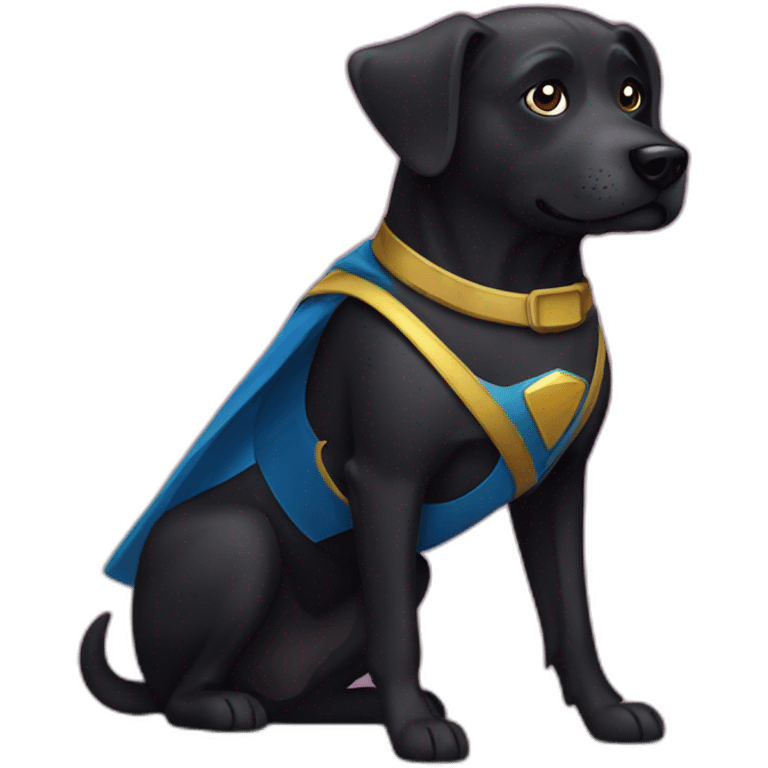 black dog as a superhero emoji