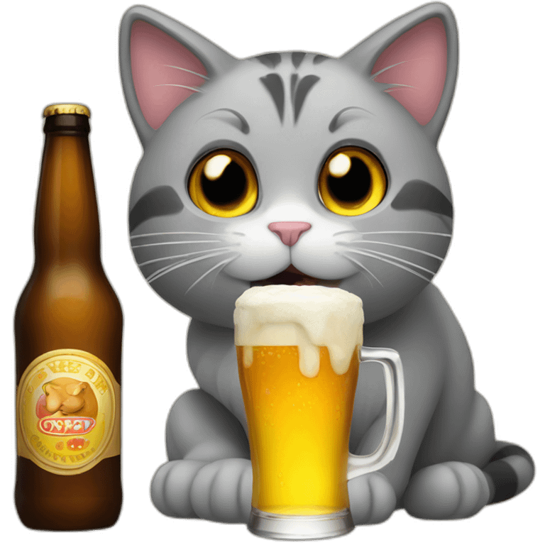 Cat drink a beer emoji