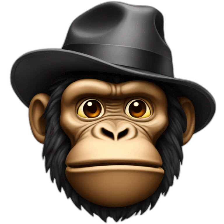 Create an emoji representing an ape with a hat and smoking a cigar emoji