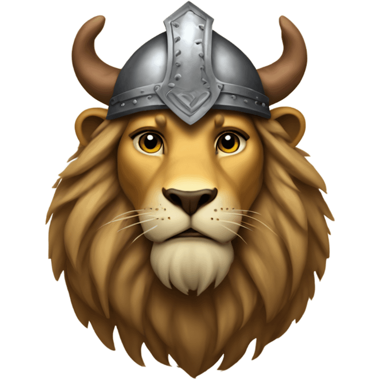 Lion wearing a Viking hat  emoji