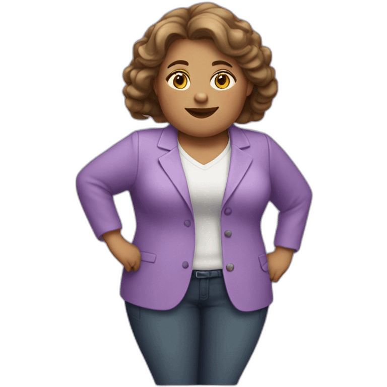 fat girl teacher in a lilac jacket emoji