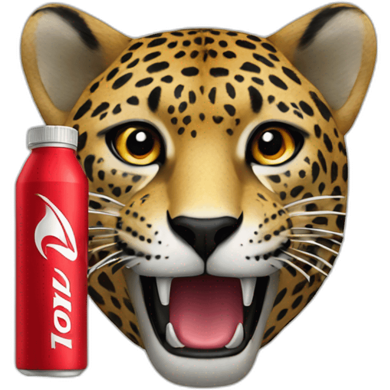 a jaguar drinking a black and red energy drink emoji