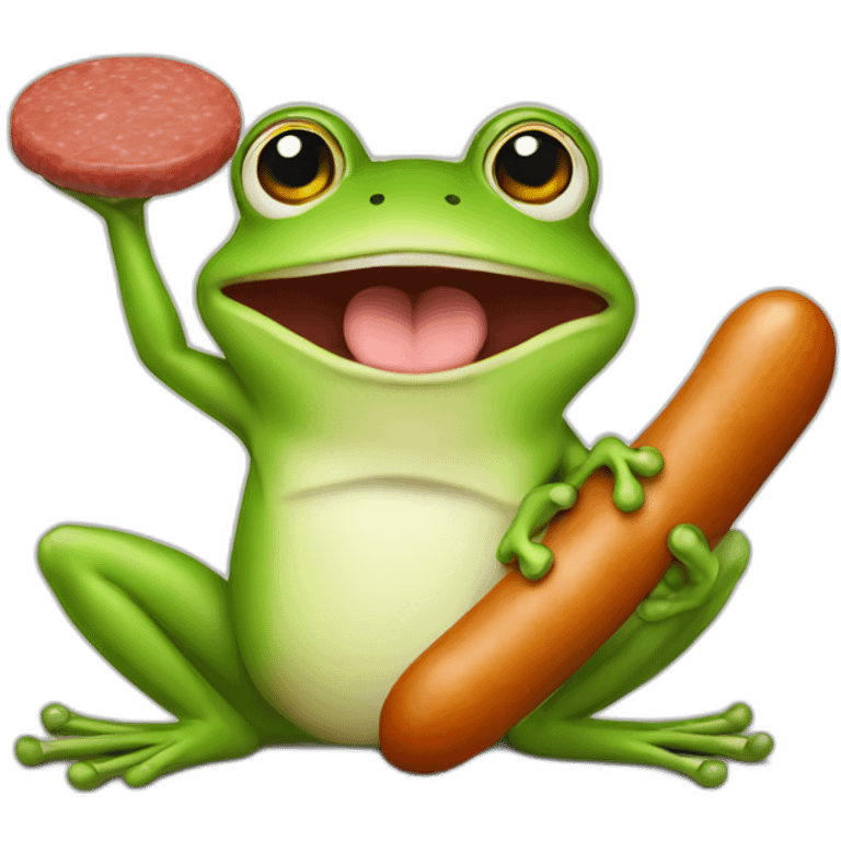 Frog holding sausage emoji