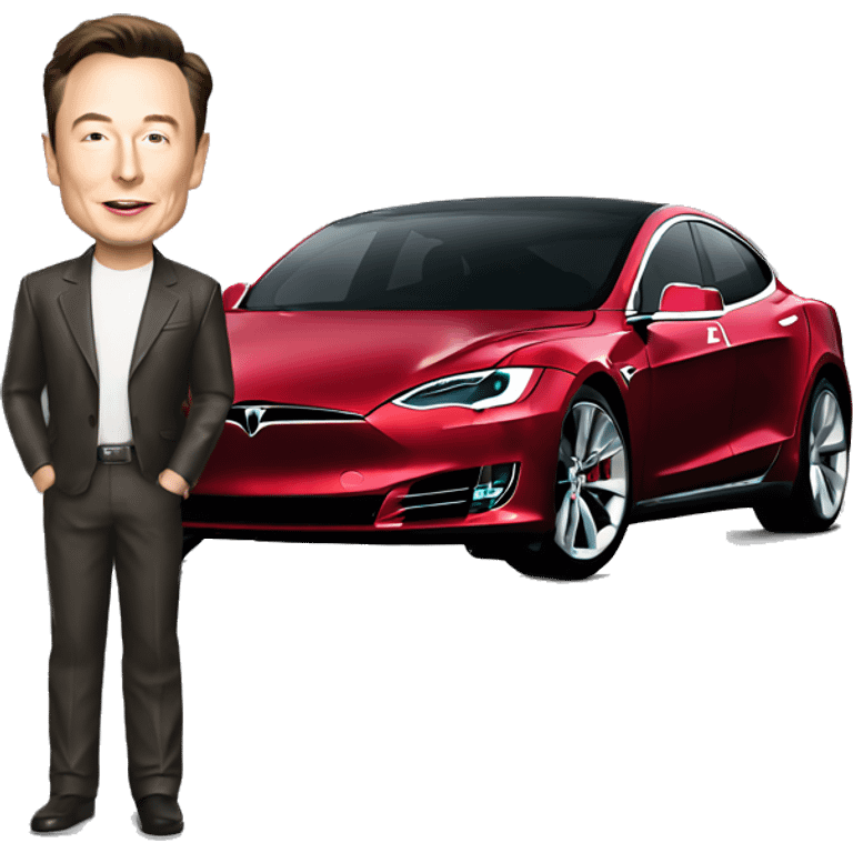 Elon musk with tesla car emoji