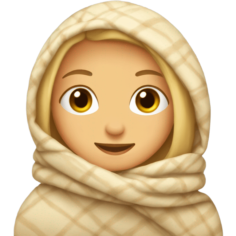 Blonde girl covered with warm blanket  emoji