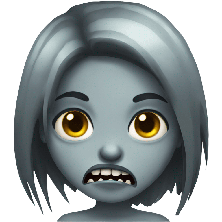 girl zombie with black long hair with teeth and serious face  emoji