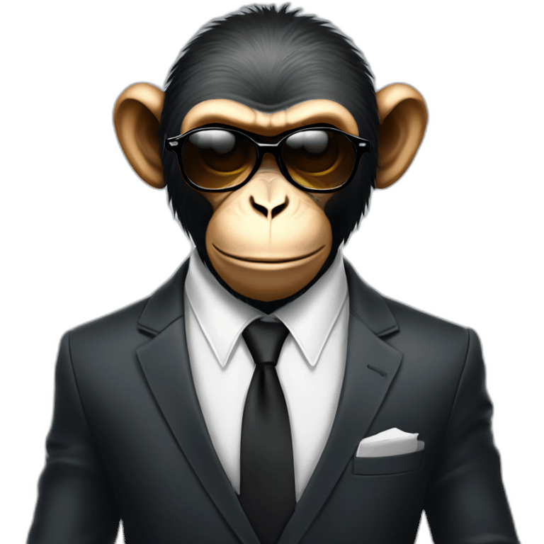 badass monkey with rayban glassess dressed up in suit and tie emoji