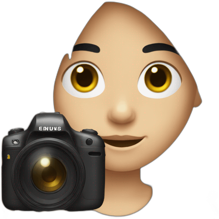 White Kid has black hair holding camera emoji