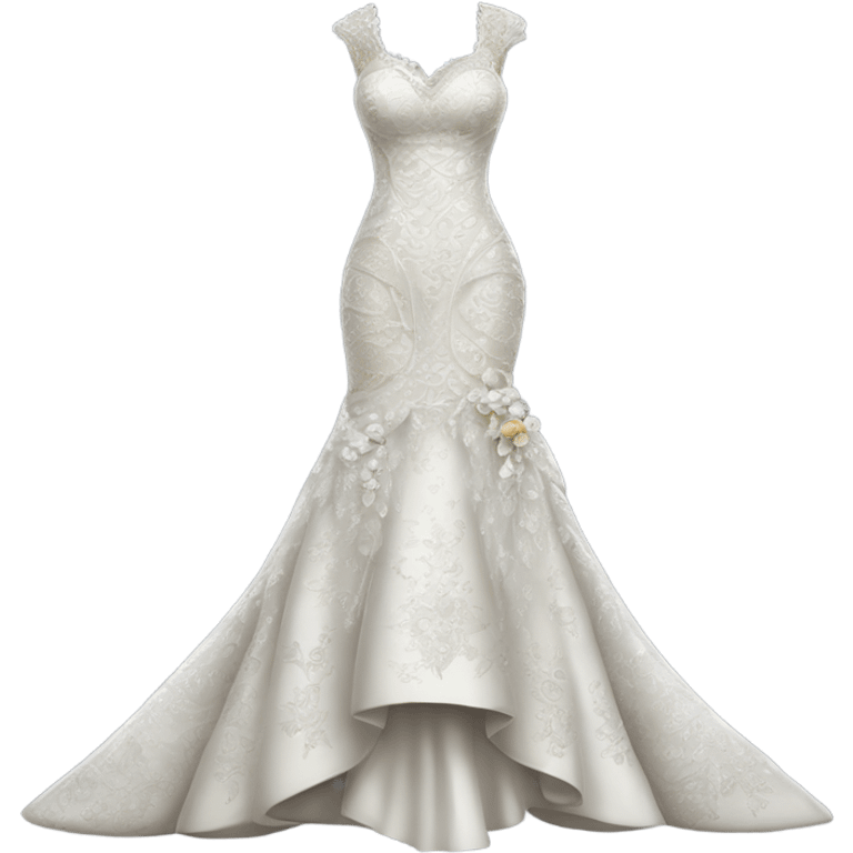 Hyper Realistic ornate Wedding dress displays fish tail emoji