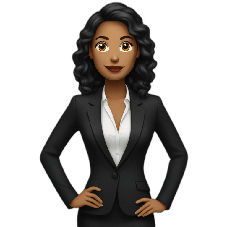 Posh-woman-with-black-suit-ready-to-collaborate emoji