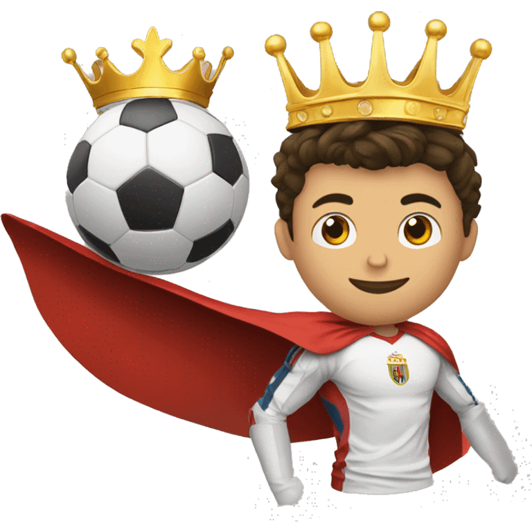 Cristiano Ronaldo avec une couronne et une cape et un ballon de football  emoji