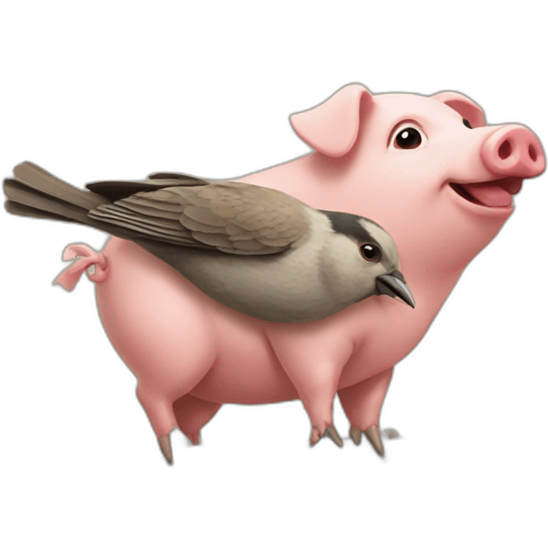 pig and Sparrow friends emoji